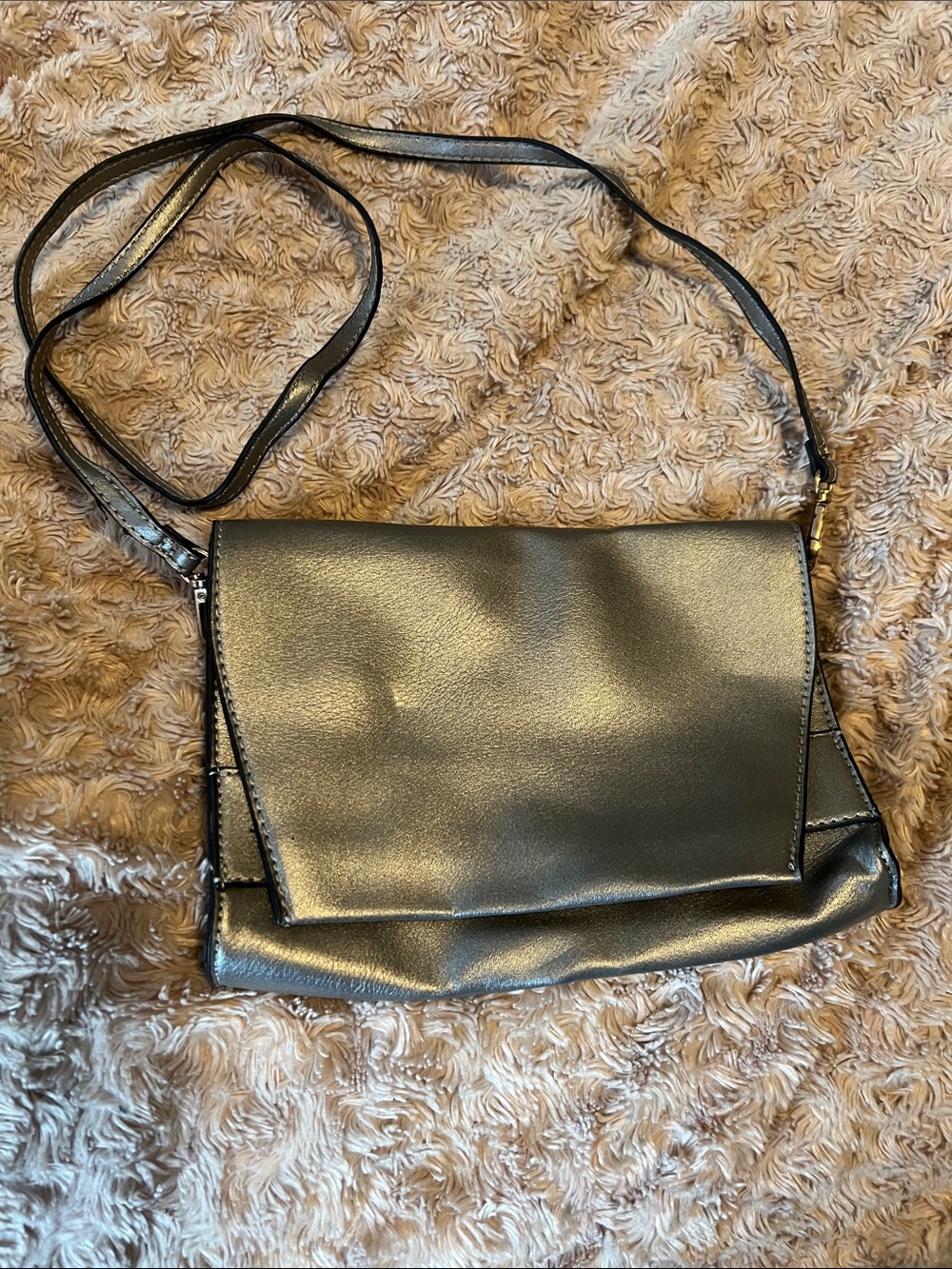 summer & rose Taupe Metallic Flap Crossbody